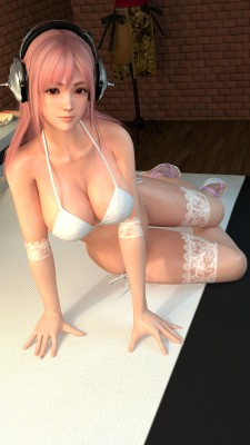 deluwyrn:  DOA5 Last Round Honoka Super Sonico Cosplay:  Honoka mesh-mod by deluwyrnHonoka model by xkamsonxHeadphones model by darkblueking modified by deluwyrnEyes texture by sabishikukageScenery by lonelygoerPosed in XNALara 11 by xnalaraitaliaRendered