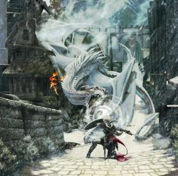 fantasy-art-engine:  White Dragon 