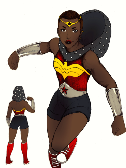 justplainsomething:retrofangs:Wonder Woman Re-DesignOh my god the thighhigh sneakers!! And the hood!