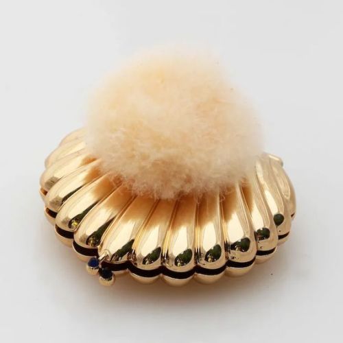 moon-cherie:Vintage 1960s Gold Shell Compact Powder by Givenchy. Unused 1960s Vintage Givenchy Gold 