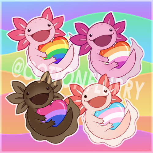  Happy Pride Month everyone!Axolotl pride 3″ matte stickers are officially up for the entire month o