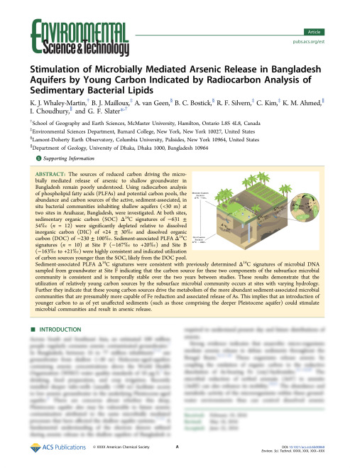 Stimulation of Microbially Mediated Arsenic Release in Bangladesh Aquifers by Young Carbon Indicated