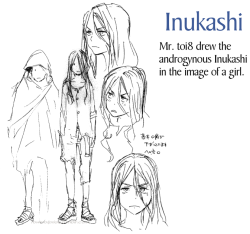 towerofpride:   Inukashi - Mr. toi8 drew the androgynous Inukashi in the image of a girl.  Toi8 original character design concept comments - No.6 Official Log Book