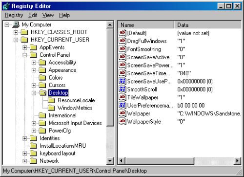 Never-Obsolete:  Windows 98 - Registry Editor