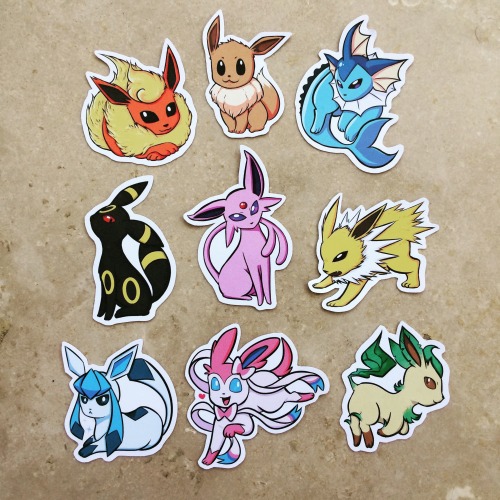 Eeveelution stickers!! ✨ I will be selling them at the Anaheim Art Crawl this Saturday (6PM-10P