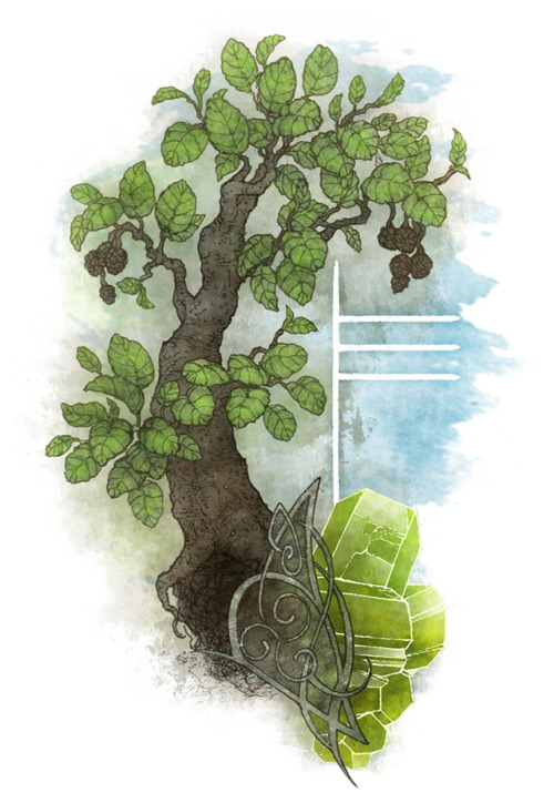 lunariagold:  Irish Ogham restart: Beith (birch) with anglesite, Luis (rowan) with sphalerite and Fe