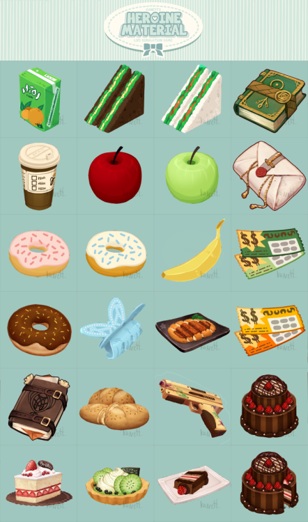 cosmickonett:  Items I made specifically for this game, and some left over stuff from older drawings.