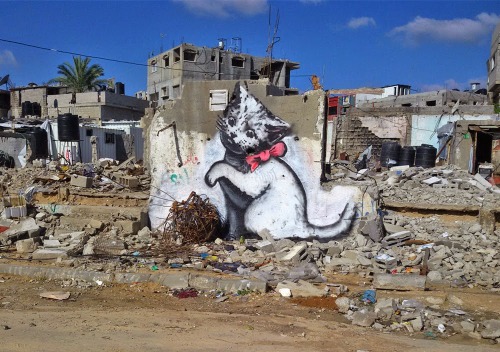 paxmachina:Banksy unveils a new series of pieces in Gaza, PalestineAfter teasing us with a single sh