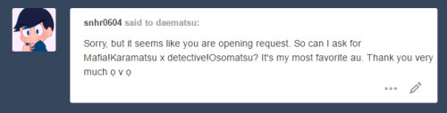 daematsu:  I headcanon Mafia!Kara being hella jealous because Detective!Oso would talk about Inspector Choro all the time 