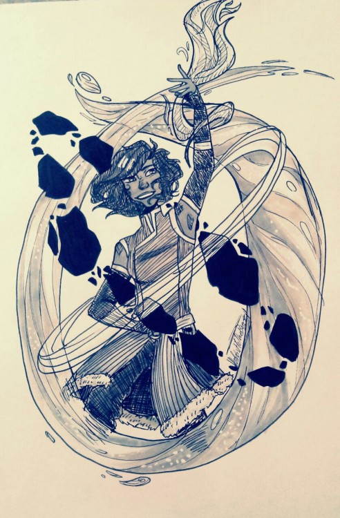 justteamavatar: artisttothebone:~Avatar Korra~ Look how radiant she is, happily bending the elements