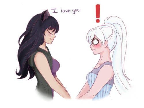 gauntletstopgreaves: “First time Blake told Weiss she loved her, Weiss literally tried to tip her” I’ve been meaning to do some monochrome and then @anawitchs and I got to talking about Weiss being emotionally stunted and unable to express love