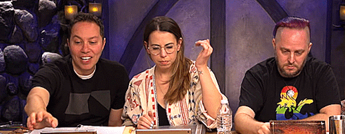 [A Gifset Of Sam Riegel And Laura Bailey On The Set Of Critical Role, With Appearances By Taliesin Jaffe