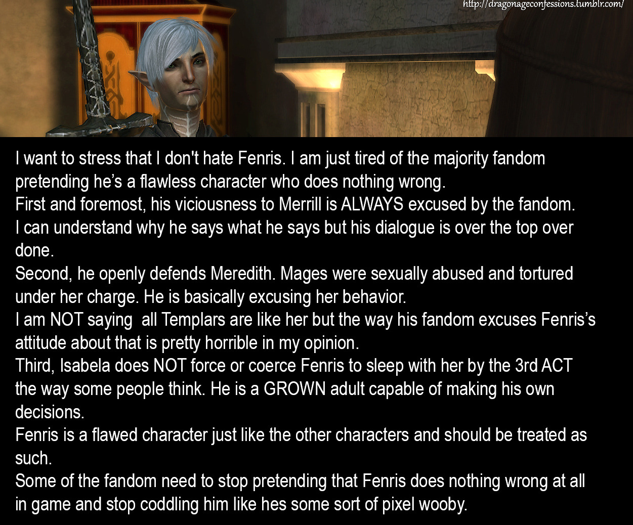 Dragon Age Confessions — Confession: In the final battle with Meredith