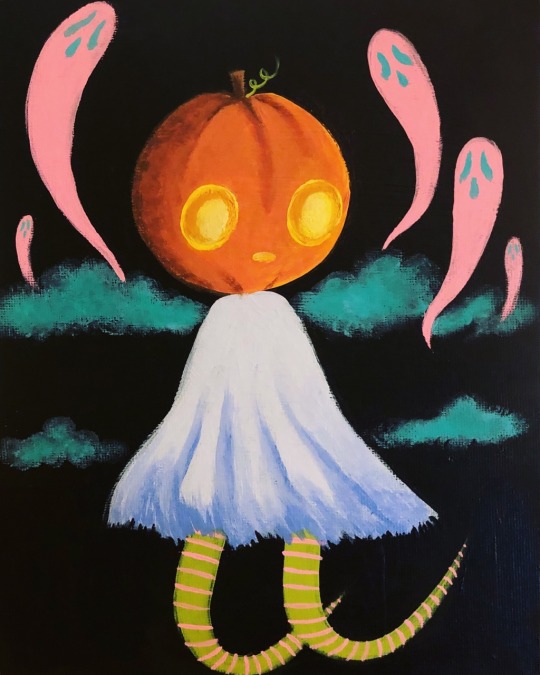 spookysculder:         A few of my favorites from a series of paintings I’ve been working on titled, “Halloween All Year”  