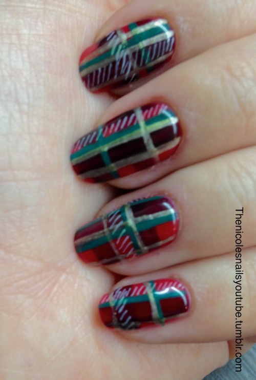 Some tartan style nails. Could have done them neater, but ain’t nobody got time for that!