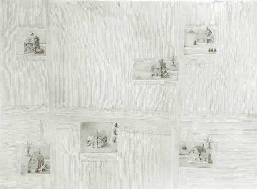 Gabrielle Nowicki 2016: An acre in the country. 18″x24″ Graphite on paperAs farming operations becom