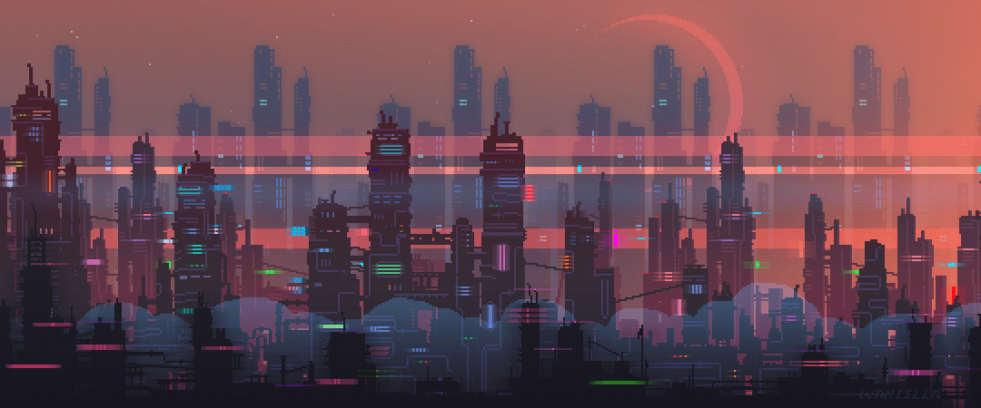 Pixel Art Cyberpunk Vintage Anime Credit Waneella