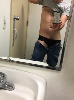 realmeminpanties:  Public bathroom. I left the door unlocked.