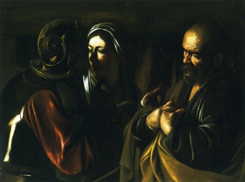 Denial of Saint Peter, 1610, CaravaggioMedium: oil,canvas