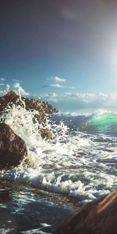 Water splashes, waves, coast, 1080x2160 wallpaper @wallpapersmug : ift.tt/2FI4itB - 