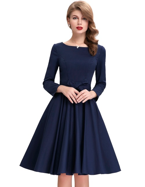 fashionnoteme:Vintage Long Sleeve Retro Swing Dress - bit.ly/2hqTIe1