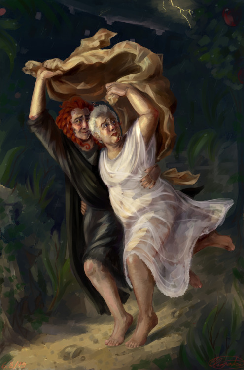 cliopadra:The First Storm (A Good Omens repaint of Pierre Auguste Cot’s The Storm)(now with a timela