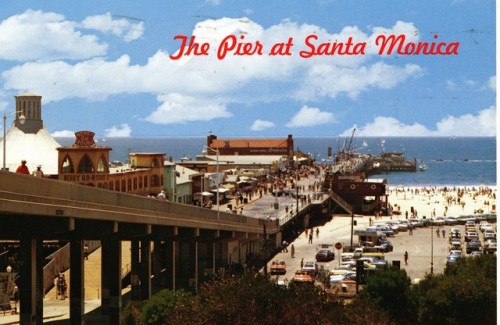 westside-historic:Vintage postcard of the Santa Monica Pier in the 1970s.