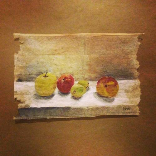 363 days of tea. Day 250. #stilllife #italianfruits #recycled #teabag #tea #art #rubysilviousart