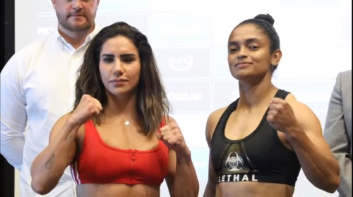 Tim Boxeo on X: Former professional powerlifter Stefanie Cohen (1-0)  [56.8kg/125.2lbs] & Marcela Nieto (2-0) [55.1kg/121.5lbs] weigh in ahead of  tomorrow's 4x3 minute round featherweight(?) bout Saturday in Dubai   / X