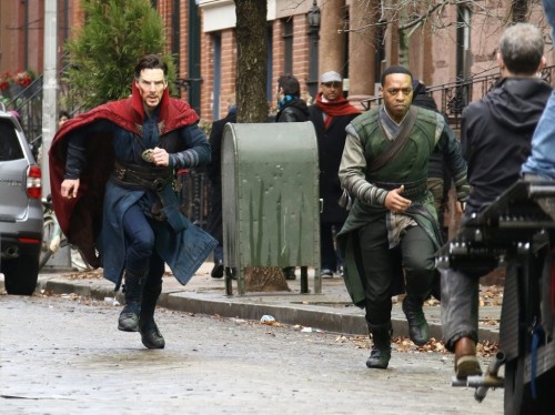 nixxie-fic:18 - Brand New Pictures - Benedict Cumberbatch Filming ‘Dr Strange’ in NYC April 2nd 2016