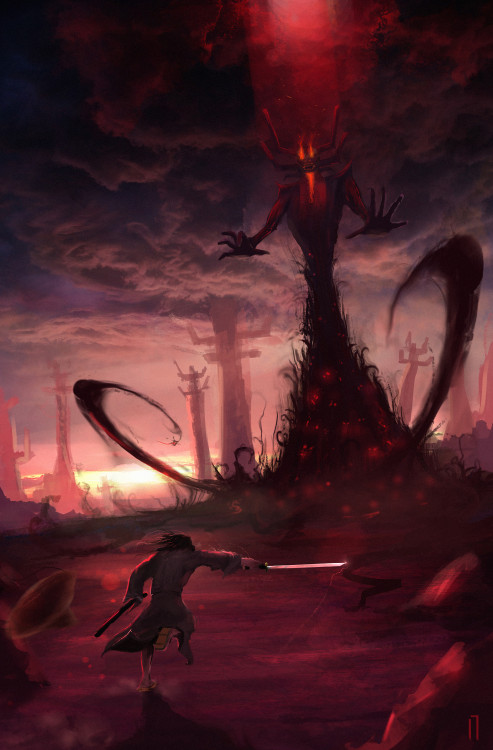 run2damoon: Aku and Samurai Jack - Ismail Inceoglu