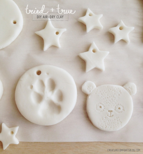 diychristmascrafts:DIY 2 Ingredient Air Dry Clay Recipe and Tutorial from Creature Comforts. Lots of