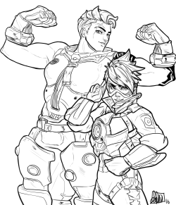 loveyloudlcolorfulstudent:  jen-iii:  Okay, I’m posting my lineart because I just???  This is a page from your upcoming coloring book, yes?  @jen-iii   Yes, it’s titled ‘Extremely hot and wonderful ladies of Overwatch oh god they’re so great