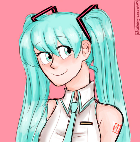 practice drawing of miku (´ε｀ )♡