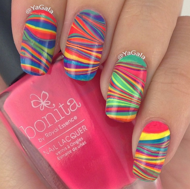 nailpornography:  this is a really great method for water marble nails 