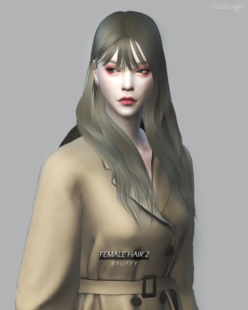 simblrryuffy: [Ryuffy] Female Hair 2 Female Hairstyle 2 Styles, 15 Swatches HQ Compatible Hat Compat