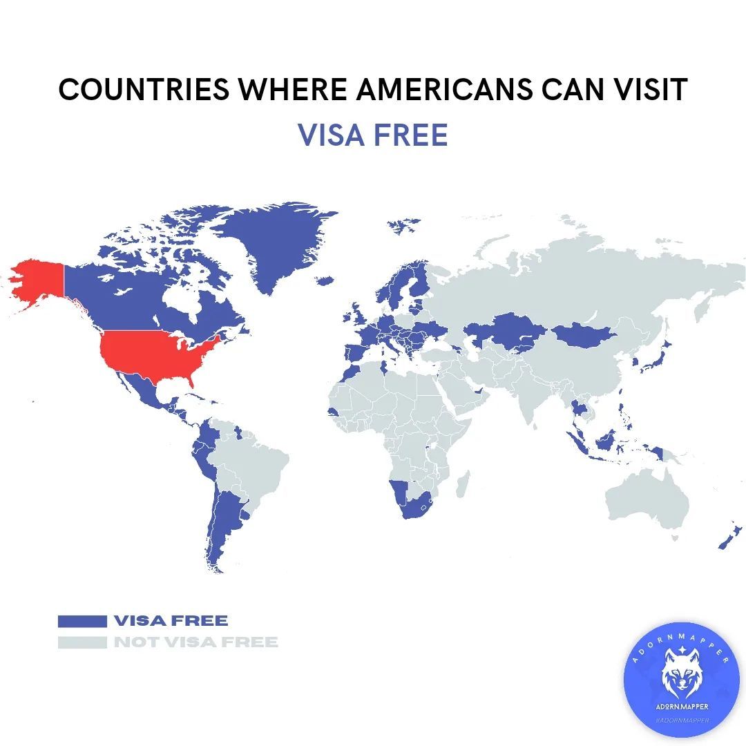 Visa free countries for US citizens.... - Maps on the Web