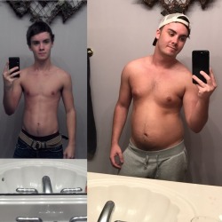 bamagainer: At my parents house for spring break, thought I’d do a before and after. Before: 125lbs, after: 175lbs.