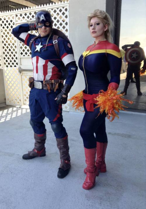 bellechere: timetravelandrocketpoweredapes: Captain America &amp; Captain Marvel Micha