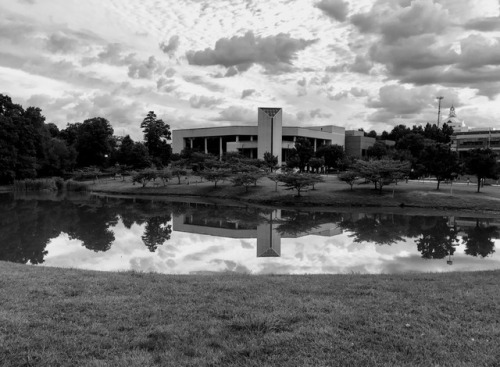 Morning Calm: Mason Pond and Arts Center, George Mason “University,” Fairfax, 2017.Today is the firs