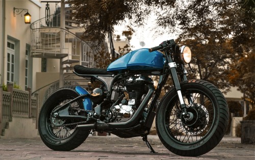 caferacerpasion:  Royal Enfield Cafe Racer built for â€œNumero Uno Jeanswearâ€ by Rajiputana Custom Motorcycles | www.caferacerpasion.com