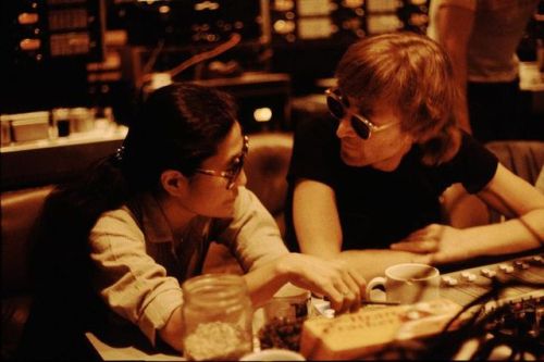 John Lennon and Yoko Ono at the Hit Factory studio in New York, recording their last album, Double F