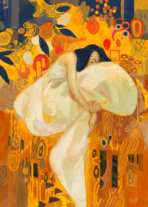 percichen:Playing around with different art styles today.inspired by Gustav Klimt