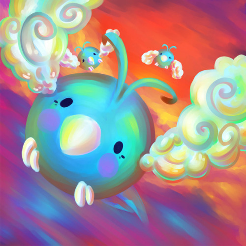 cosmickaninchen:This is another ilustration I made for the Mexadex Art Jam, I wanted to do Altaria b