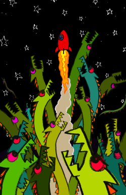 explodingdog:  Space Dog Escapes from the Black Hole Dragons 