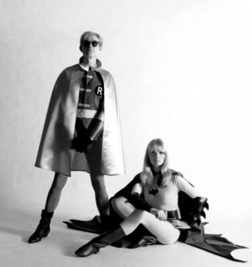 candypriceless:  Andy Warhol and Nico as Batman and Robin, 1967 