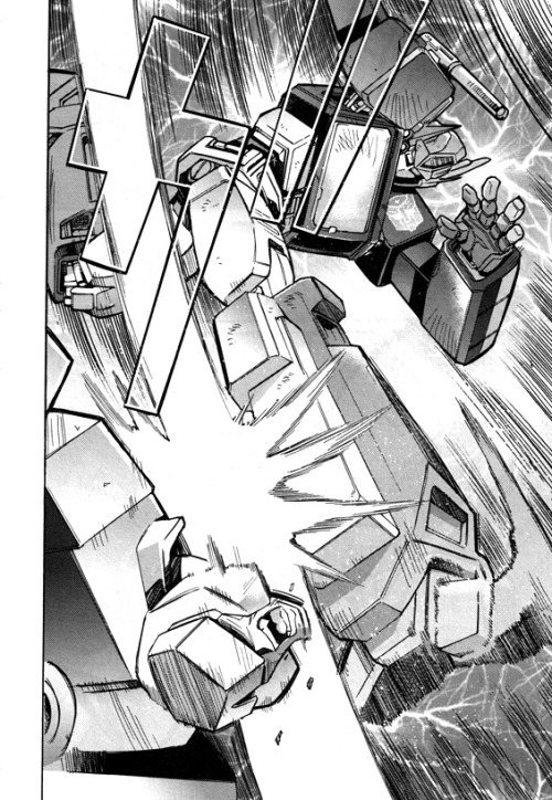 tfwiki:  Today’s aesthetic: Optimus Prime completely wrecking Megatron’s shit in these pages from Naoto Tsushima’s TRANSFORMERS: ALL SPARK manga. This might just be the biggest smackdown Prime’s ever laid on Megs outside of a live-action movie
