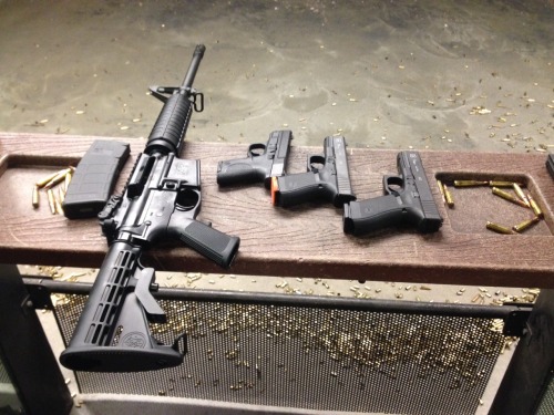 12-gauge-rage:  azgunguy:  12-gauge-rage:  azgunguy:  Range time with azcorollakid!  Hows that M&P 15 shoot? It’s on my short list.   Great! That’s my buddy’s. I convinced him to buy one today. The one I bought yesterday is at home. But they’re