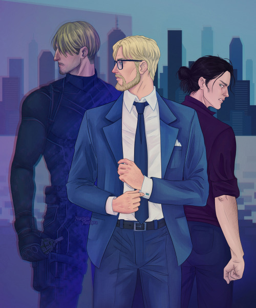 “The Tourist and the Mark”  snk inception!AU [5/6]an illustration to my collab work with