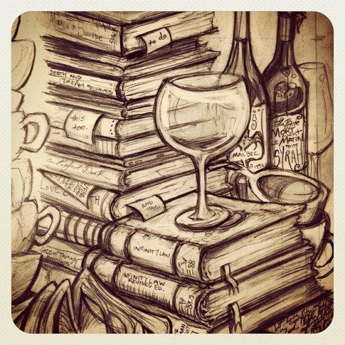 Details. #thegodmachine #drawing #books #batwine